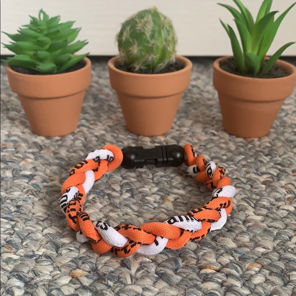 Titanium sports bracelet orange and white